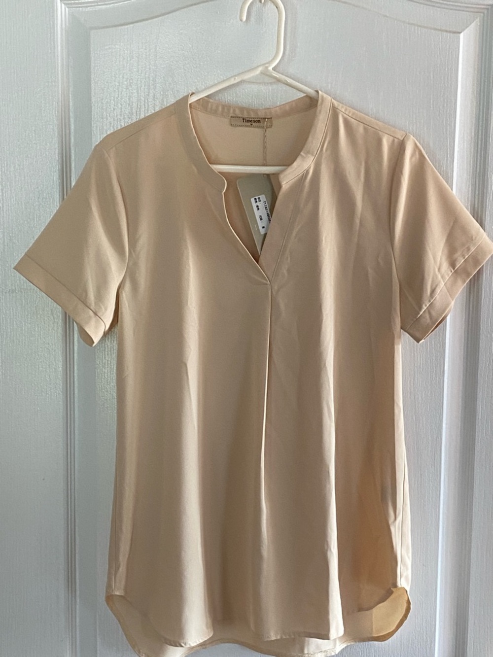 Timeson Short-Sleeve Split-Neck Blouse